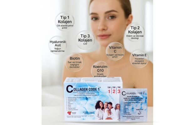 Collagen Code1 Çilek Aromalı Kolajen Takviyesi I Cilt, Saç Ve Tırnak Güçlendirme + Eklem Desteği - Görsel 3