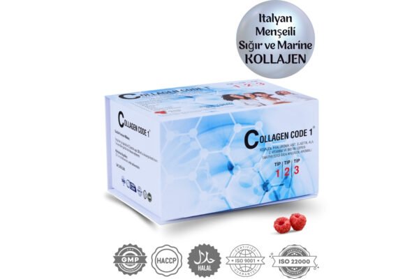 Collagen Code1 Ahududu Aromalı Kolajen Takviyesi | Cilt, Saç ve Tırnak Güçlendirme + Eklem Desteği