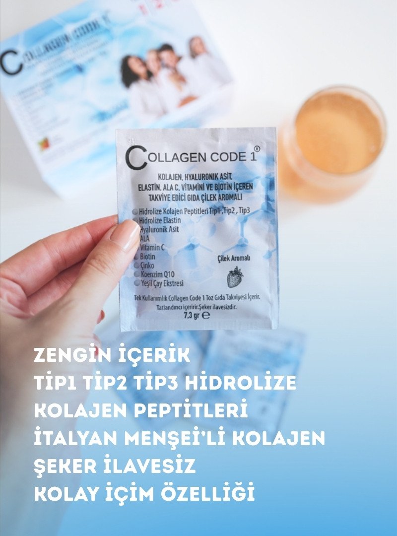 Collagen Code1 Ahududu Aromalı Kolajen Takviyesi | Cilt, Saç ve Tırnak Güçlendirme - Görsel 2