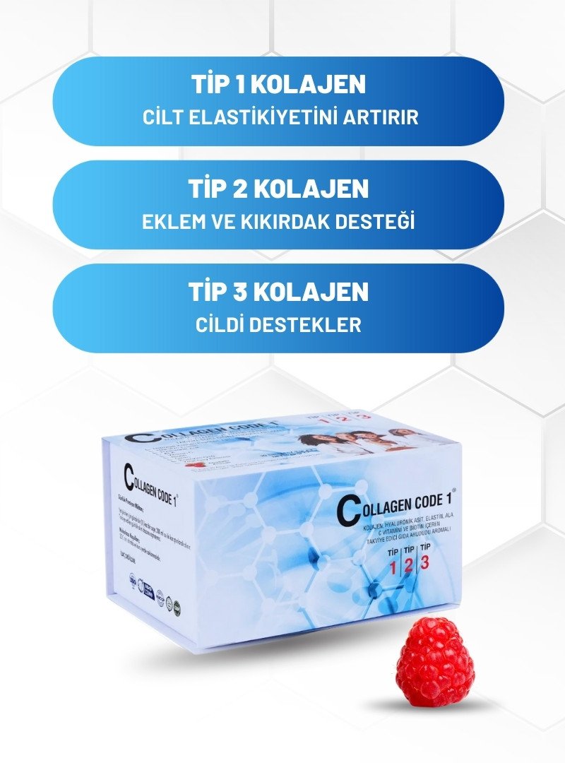 Collagen Code1 Ahududu Aromalı Kolajen Takviyesi | Cilt, Saç ve Tırnak Güçlendirme - Görsel 3
