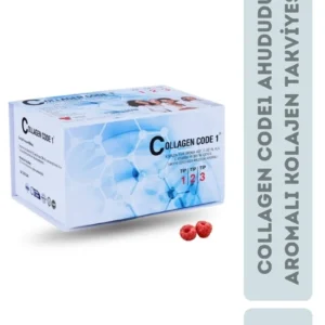 Ahududu aromalı kolajen takviyesi Collagen Code1 tip 1 2 3 kolajen cilt saç ve tırnak destek ürünü