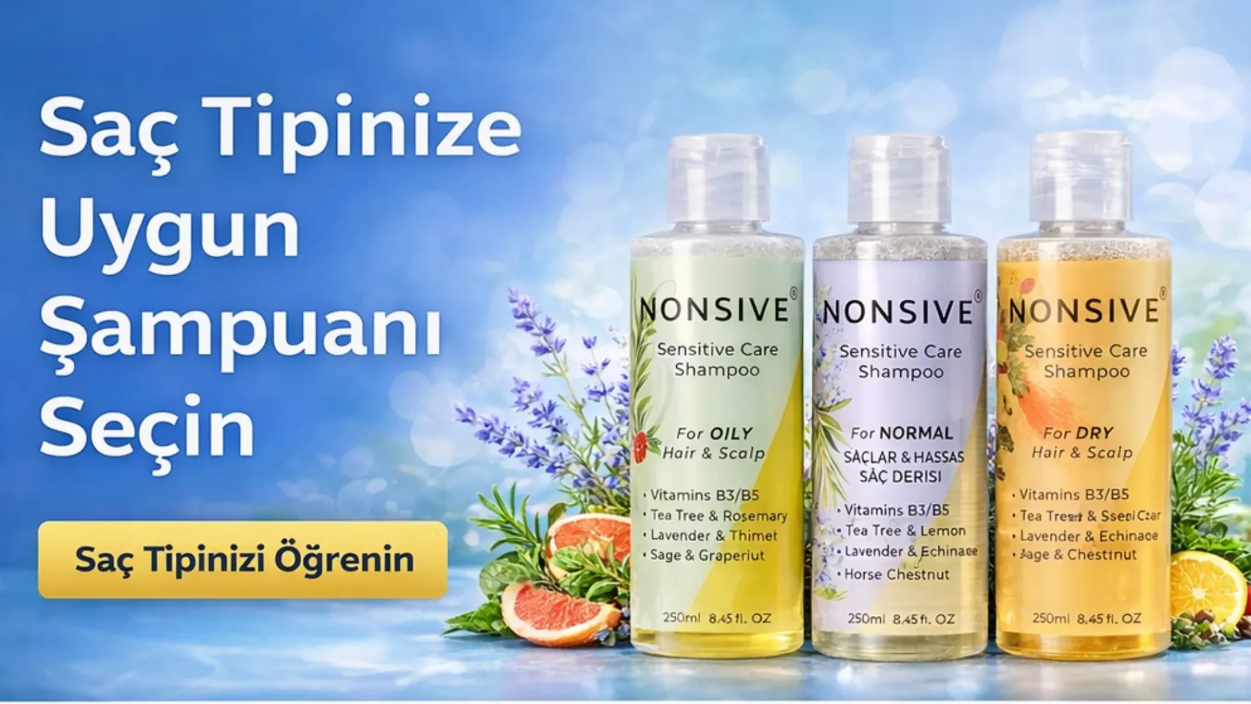 saç tipine göre şampuan seçimi nonsive sülfatsız şampuan kuru yağlı hassas saç derisi için